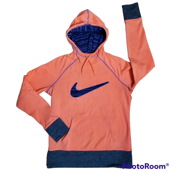 Nike Therma Fit Pink Neon Hooded Sweatshirt Sweatet Womans Medium - Picture 1 of 5